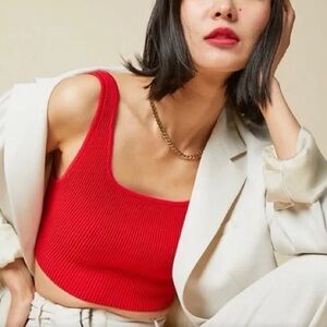 Aritzia Babaton Red Knit Top